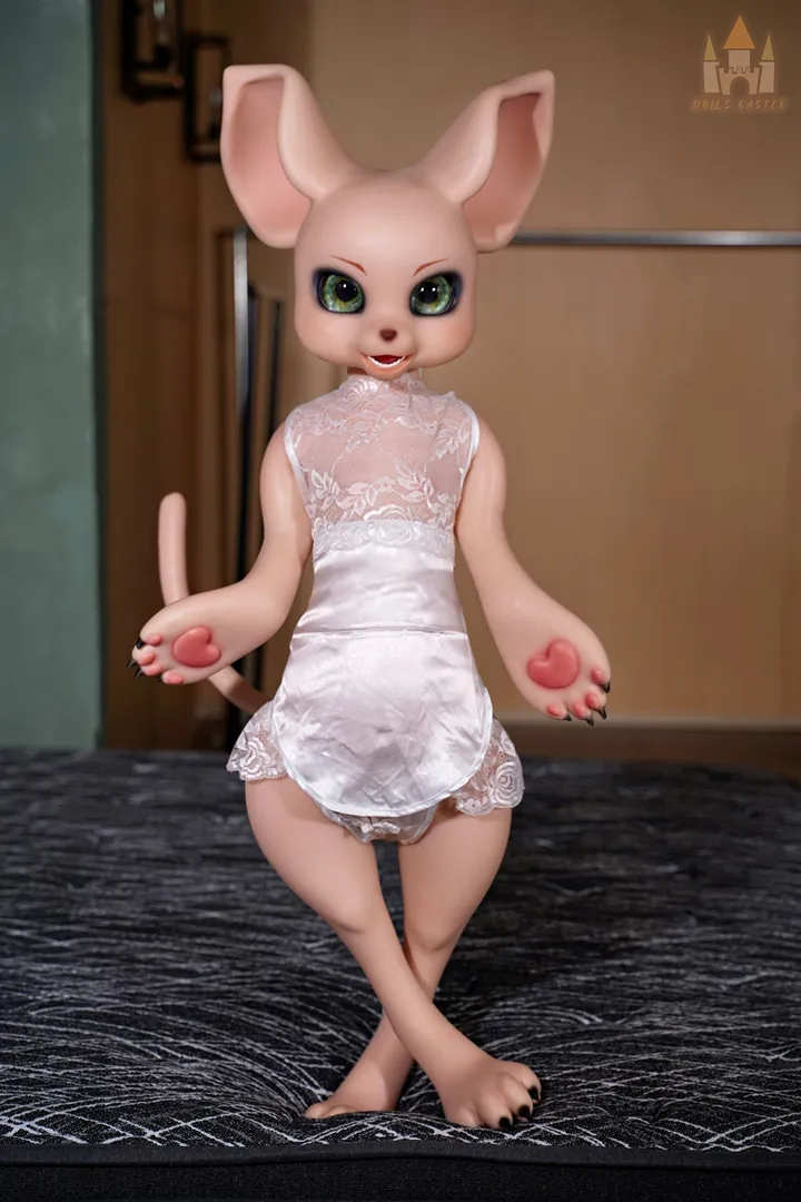 100CM Fur Fapdolls Cream Mouse Furry Silicone Doll